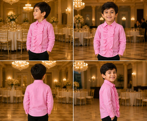 Pink Frills Shirt Kids Fancy Dress Costume
