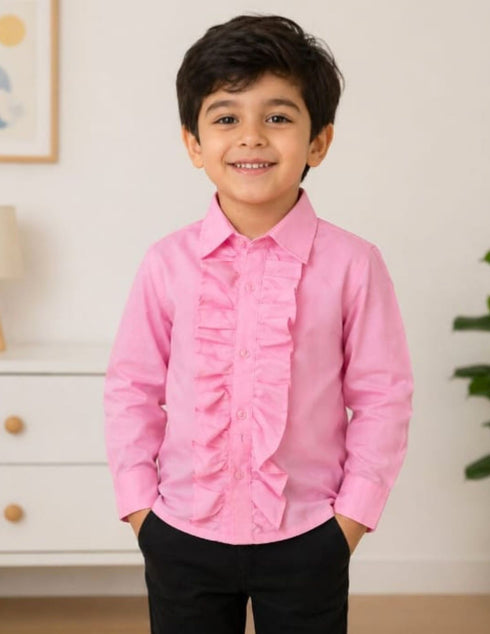 Pink Frills Shirt Kids Fancy Dress Costume
