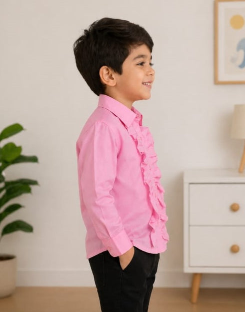 Pink Frills Shirt Kids Fancy Dress Costume