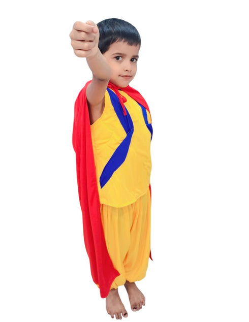 BookMyCostume Brave Power Hero Outfit | Superhero Costumes for Kids | Action Warrior Style Super Hero Costumes for Boys | Indian Super Hero Dress for Fancy Dress Competition & Party