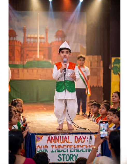 Patriotic Dhoti Kurta Tricolour Jacket Nehru Cap Kids Fancy Dress Costume