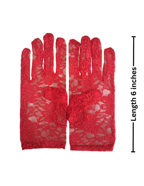 Red Hand Lace Gloves Dance Costume Accessory for Girls