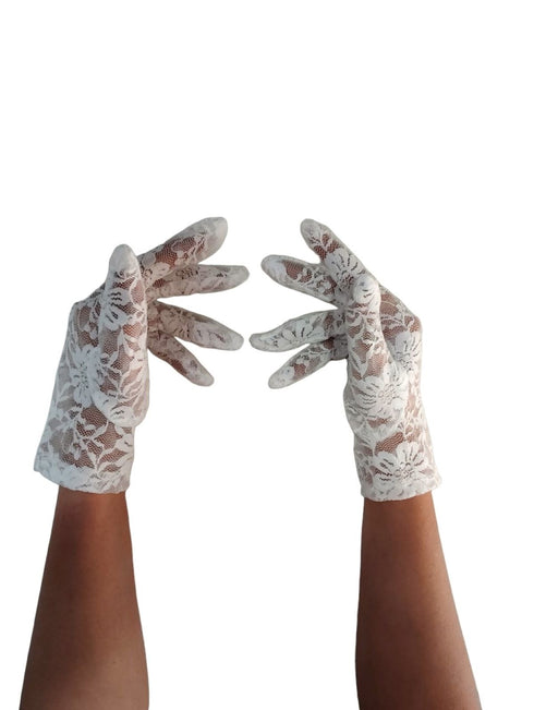 White Hand Lace Gloves Dance Costume Accessory for Girls
