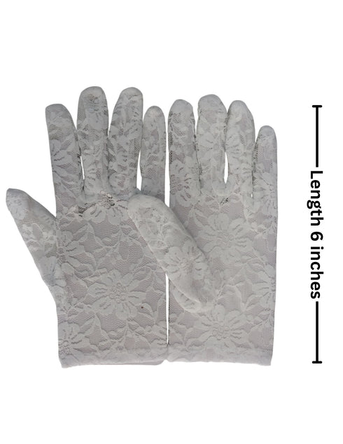 White Hand Lace Gloves Dance Costume Accessory for Girls