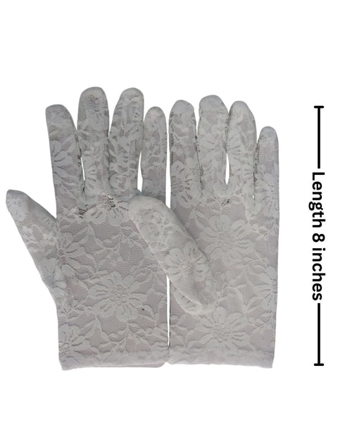 White Hand Lace Gloves Dance Costume Accessory for Girls