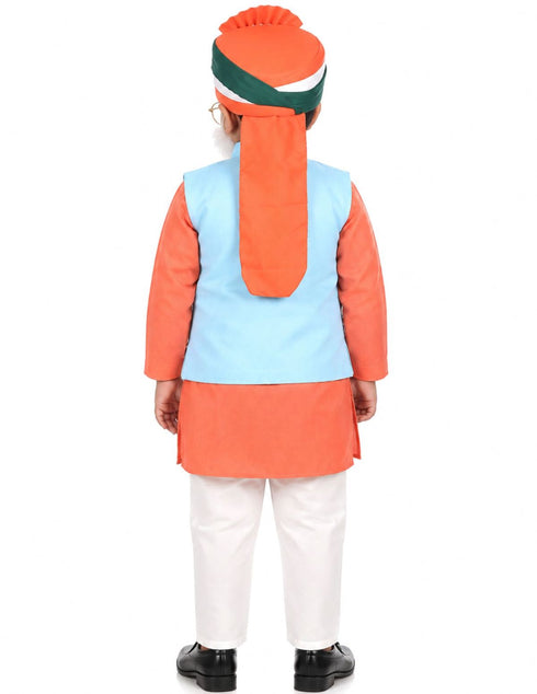 Narendra Modi PM with Tricolor Pagri India Independence Day Kids Fancy Dress Costume