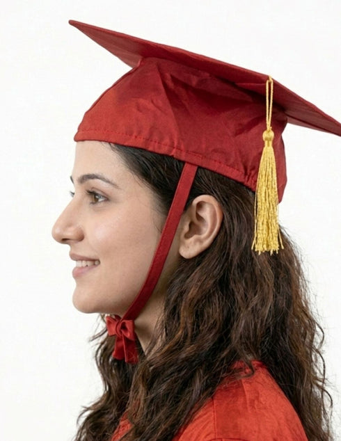 Red Graduate Scholar Cap Graduation Day Kids & Adults Fancy Dress Costume Accessory