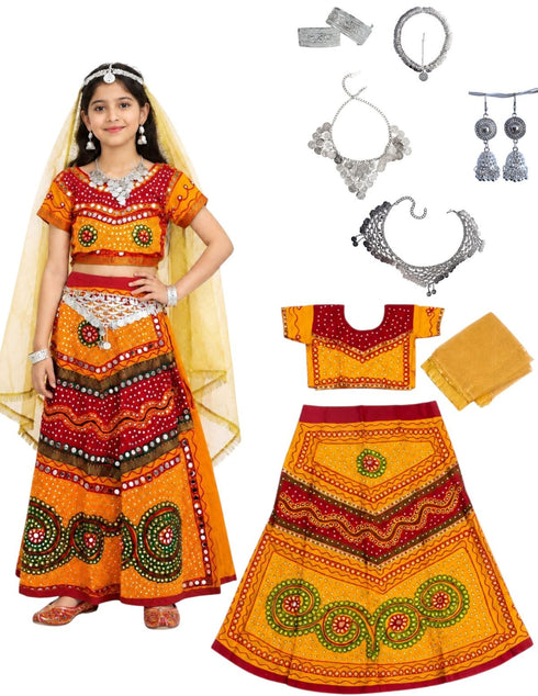 Gujarati Girl with Traditional Jewellery Indian For Girl's & Women Fancy Dress Costume for Girls