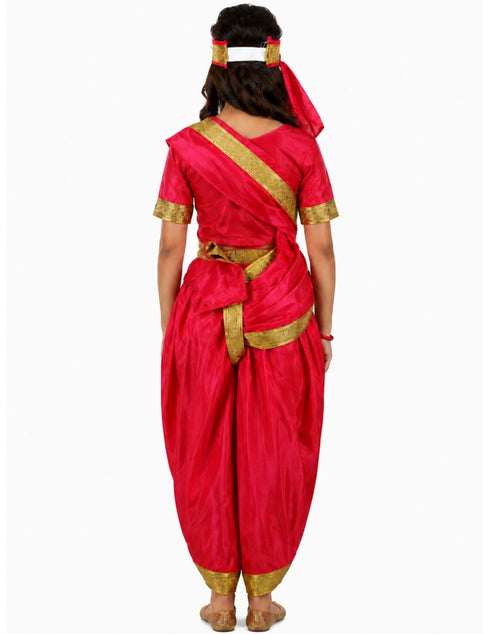Rani Laxmi Bai Saree with Jewellery Jhansi Ki Rani Freedom Fighter Manikarnika for Girl Kids and Adult Fancy Dress Costume