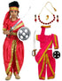 Rani Laxmi Bai Saree with Jewellery Jhansi Ki Rani Freedom Fighter Manikarnika for Girl Kids and Adult Fancy Dress Costume