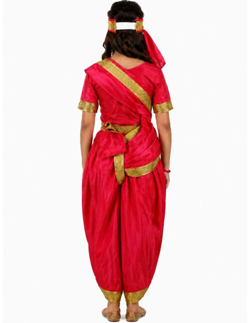 Rani Laxmi Bai Saree with Jewellery Jhansi Ki Rani Freedom Fighter Manikarnika for Girl Kids and Adult Fancy Dress Costume