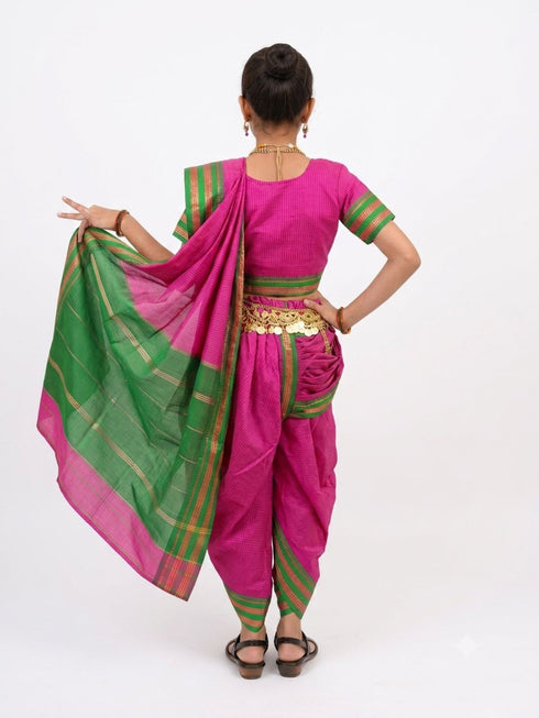 Marathi Girl Lavani Dance Nauvari Costume with Jewellery Kaashta Saree For Girl's & Women Fancy Dress Costume