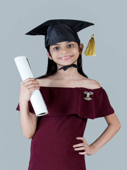 Black Graduate Scholar Cap Graduation Day Kids & Adults Fancy Dress Costume Accessory
