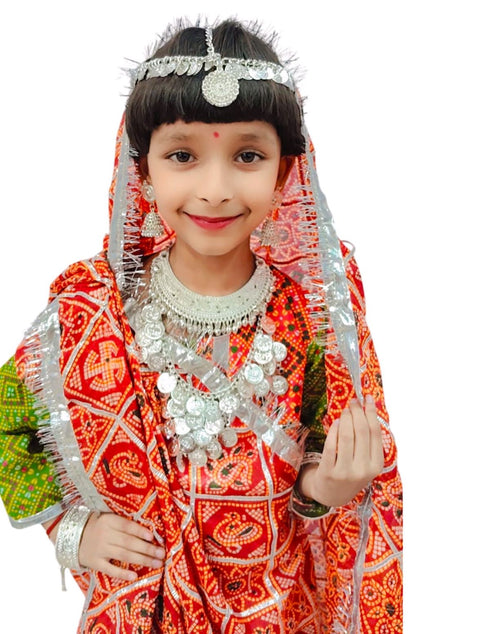 BookMyCostume Rajasthani Girl With Traditional Jewellery Indian State Fancy Dress Costume For Girls And Females