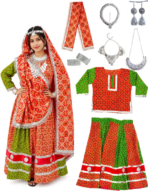 Rajasthani Girl With Traditional Jewellery Indian State Fancy Dress Costume For Girls And Females