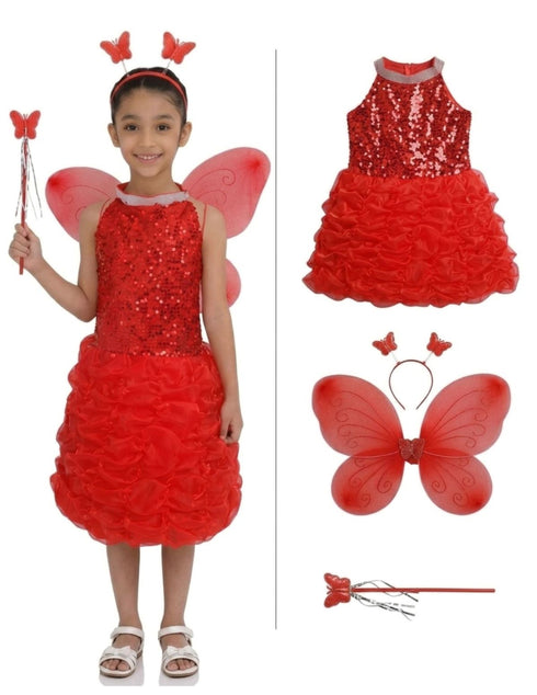 Red Butterfly Insect Kids Fancy Dress Costume for Girls - Imported
