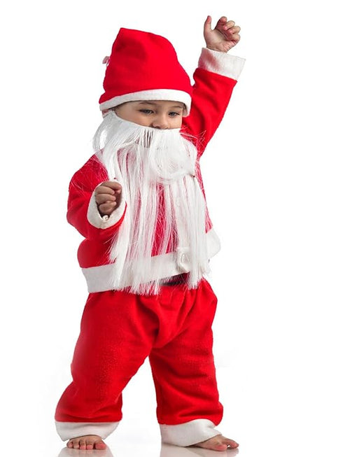 BookMyCostume Santa Claus With Beard Complete Set Christmas Kids & Adults Fancy Dress Costume - Premium
