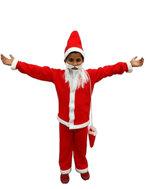 BookMyCostume Santa Claus With Beard Complete Set Christmas Kids & Adults Fancy Dress Costume - Premium