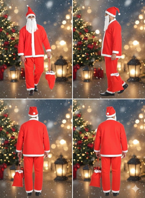 BookMyCostume Santa Claus With Beard Complete Set Christmas Kids & Adults Fancy Dress Costume - Premium