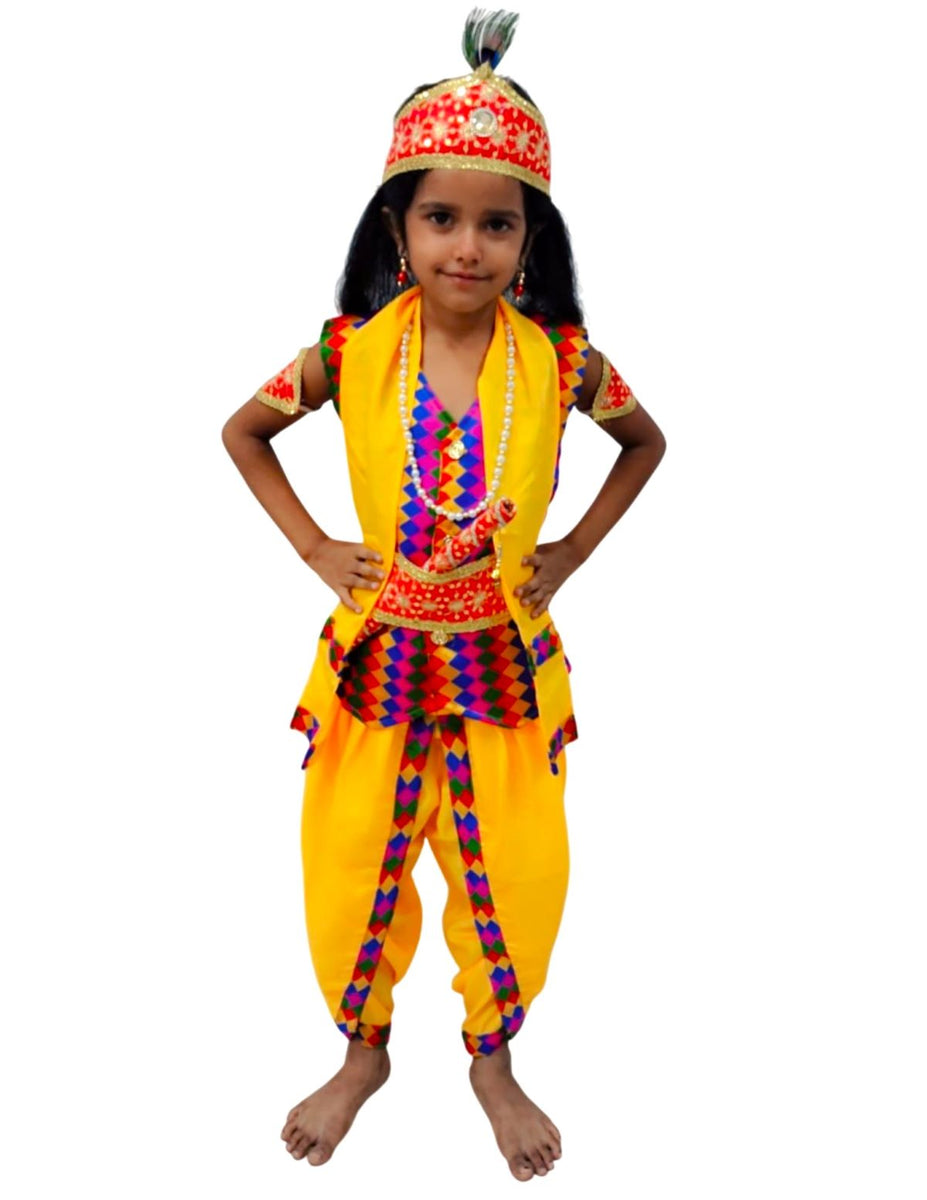 Krishna Dress with Accessories Janmashtami Kids Fancy Dress Costume –  BookMyCostume