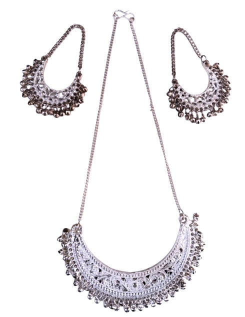 Exquisite Indian Traditional Silver Necklace & Earrings - Fancy Dress Costume Accessory for Girls