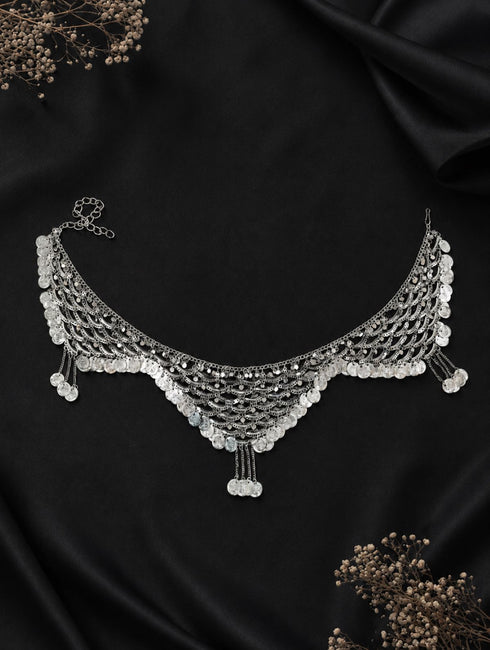 Indian Gypsy Banjara Silver Coin Heavy Waist Chain Kamarband Fancy Dress Costume Accessory for Girls