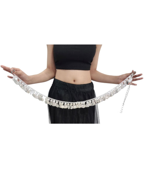 Vintage Silver Coin Tagdi Kamarband - Traditional Belly Dance Belt Fancy Dress Costume Accessory for Girls