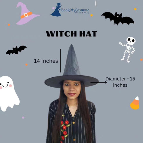 BookMyCostume Adults Witch Hat Fancy Dress Costume Accessory for Halloween