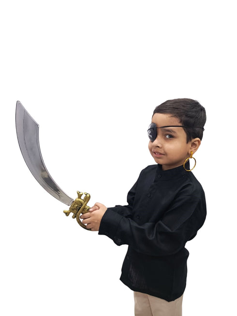 Pirate Cutlass Sword Eye Patch Earring Set Kids and Adults Fancy Dress Costume Accessory for Halloween