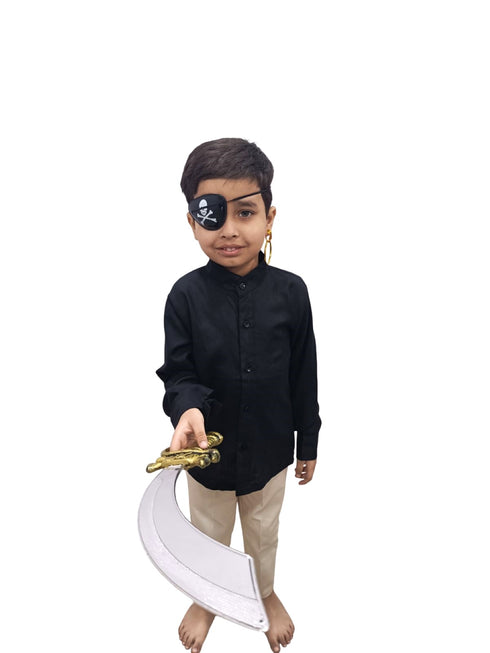 Pirate Cutlass Sword Eye Patch Earring Set Kids and Adults Fancy Dress Costume Accessory for Halloween