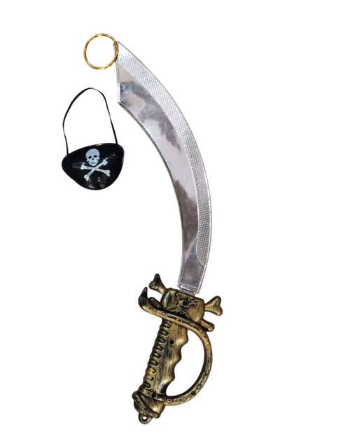 Pirate Cutlass Sword Eye Patch Earring Set Kids and Adults Fancy Dress Costume Accessory for Halloween