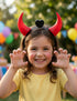 Dracula Vampire Devil LED Horns Headband for Kids – Light-Up Halloween Accessory with On/Off Button (Black/Red)