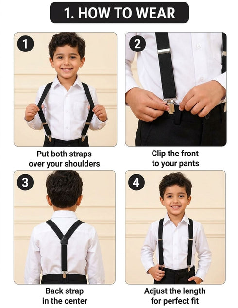Trendy Black Formal Unisex Premium Suspenders Kids Fancy Dress Costume Accessory