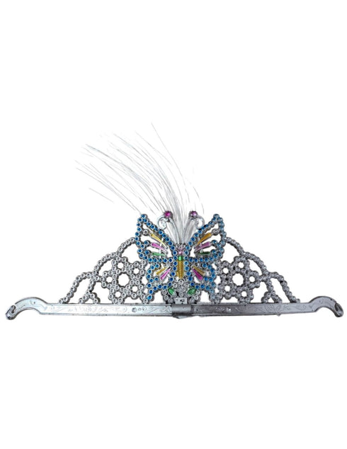 Silver Butterfly Princess Tiara Feather Crown HeadBand Fancy Dress Costume Accessory for Girls