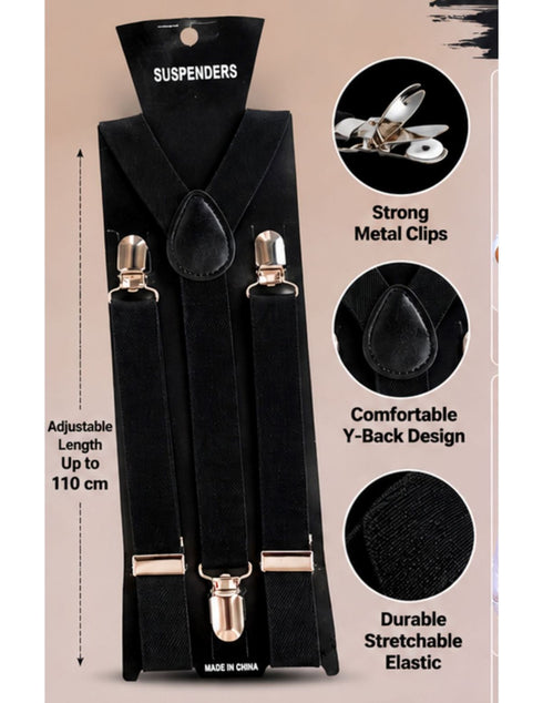 Trendy Black Formal Unisex Premium Suspenders Adults Fancy Dress Costume Accessory