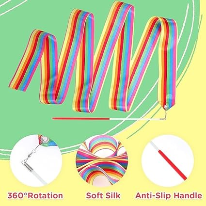 Multicolor Wave Ribbon Wand Gymnastic Dance Kids & Adults Fancy Dress Costume Accessories