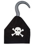 Black Pirate Captain 5 Pcs Kids Costume Set (8-12 Years) - Synthetic Jacket, Plastic Pirate Hook, Eyepatch, Loot Bag & Bandana Cap