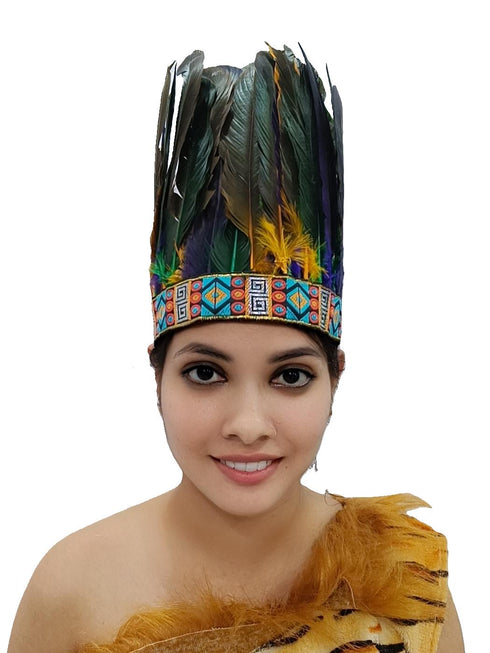 Carnival Multicolor Feather Headdress Crown Fancy Dress Costume