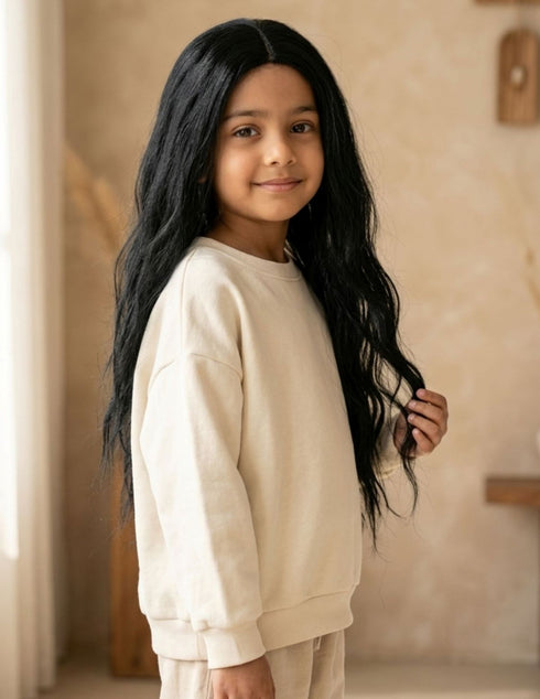 Long Black Hair Extension Wig Fancy Dress Costume Accessory