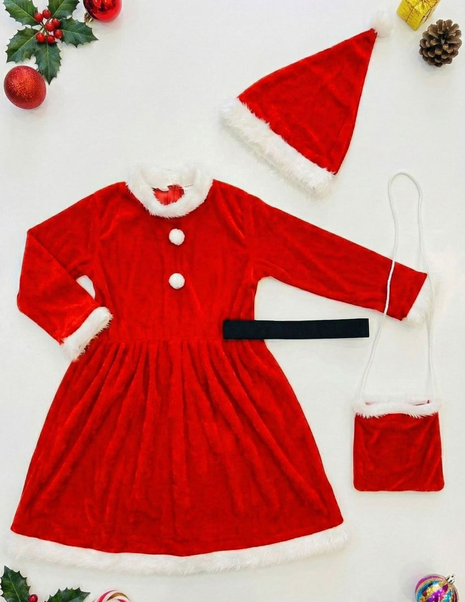 Christmas Dress for Girls Santa Theme Frock Fancy Dress Costume