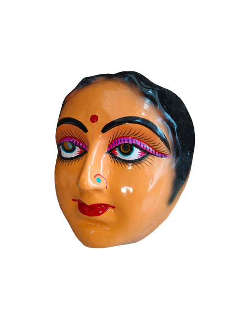 BookMyCostume Indian Aunty 70s Woman Retro Theme Female Mask Navrang Dance Fibre Face Mask for Adults Girls Girls Fancy Dress Costume Accessory