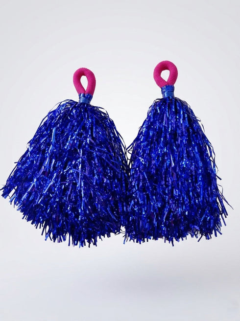 Dark Blue Pom Poms Cheerleader Dance Kids & Adults Costume Accessory