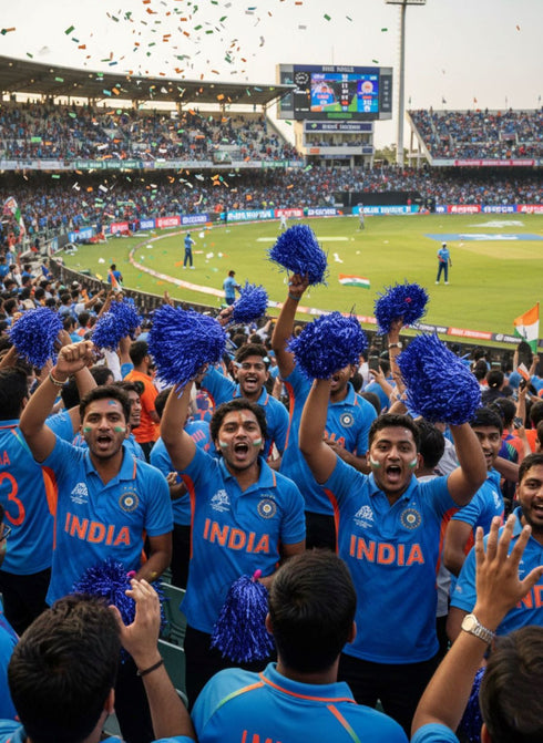 Dark Blue Pom Poms Cheerleader Dance Kids & Adults Costume Accessory