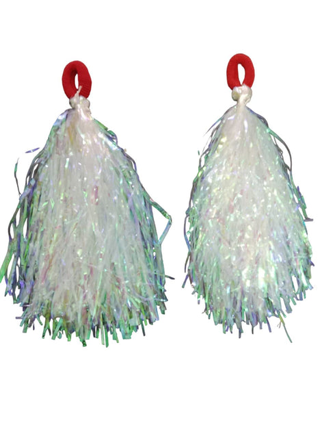 White with Reflection Pom Poms Cheerleader Dance Kids & Adults Costume Accessory