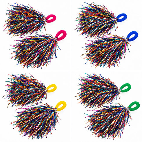 Multi color Pom Poms Cheerleader Dance Kids & Adults Costume Accessory