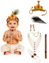 Krishna Light Pearl Jewellery Set for Kids/Janmashtami/Krishna Accessory for Kids/Infant Bal Gopal/Kanha Bal Krishna Mukut/Krishna Jewelry Set 0-8 Years