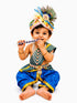 Krishna Costume with Heavy Jewellery and Pagdi and Brocade - Janmashtami Complete Premium Dress for Baby Kanha Boys & Girls - Light Blue
