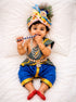 Krishna Costume with Heavy Jewellery and Pagdi and Brocade - Janmashtami Complete Premium Dress for Baby Kanha Boys & Girls - Light Blue