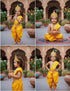 Krishna Yellow Polka Dot Costume Dhoti Patka with Heavy Pearl Jewellery and Mukut Set - Janmashtami Dress Costume for Baby Kanha - Boys & Girls