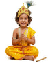 Krishna Yellow Polka Dot Costume Dhoti Patka with Heavy Pearl Jewellery and Mukut Set - Janmashtami Dress Costume for Baby Kanha - Boys & Girls